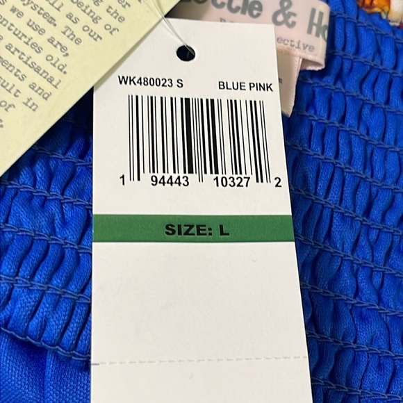 BOG Lottie & Holly Women 2 Piece Set Cropped Tank Shorts Floral Set Pink Blue L - Picture 8 of 8